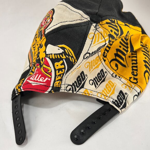 Vintage Miller Genuine Draft Beer Snap Back Hat Cap Yellow Black Adult Mens 80's - Picture 15 of 15